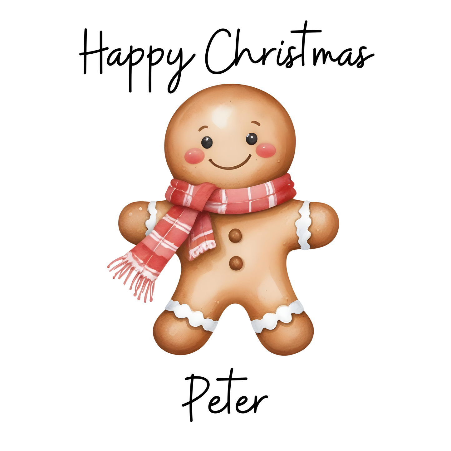 Christmas Card Ginger Bread Red Personalised