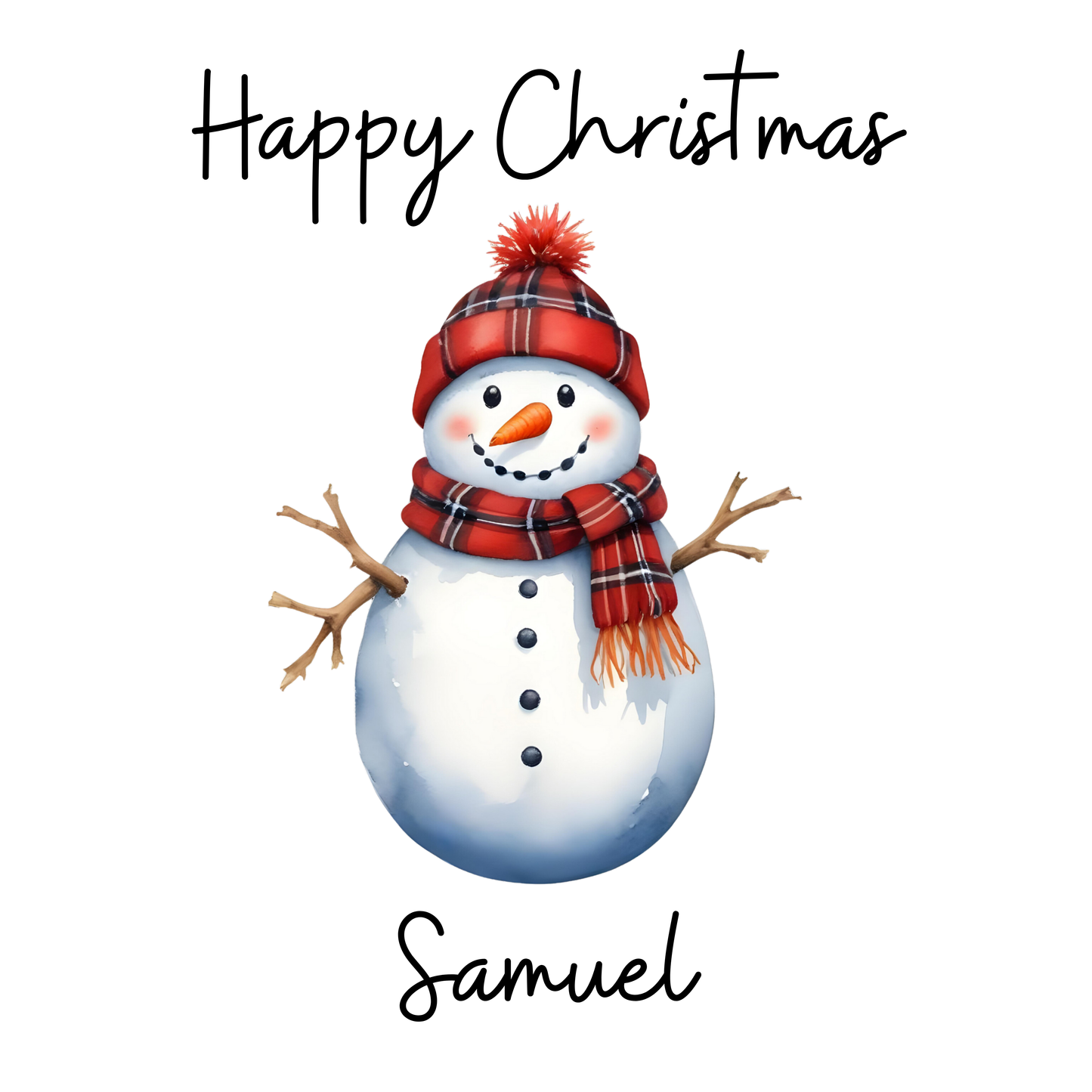 Christmas Card Snowman Personalised