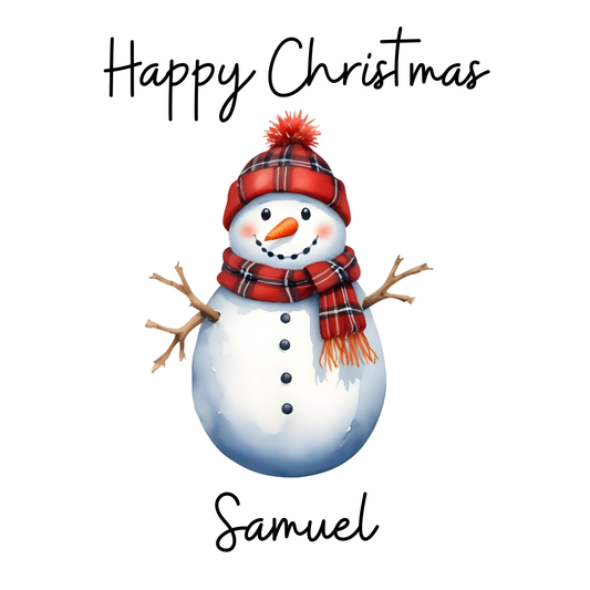 Christmas Card Snowman Personalised