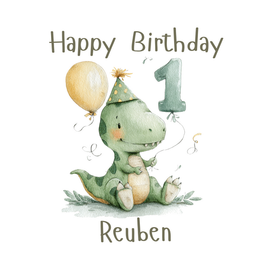 Dino 1st Birthday Card