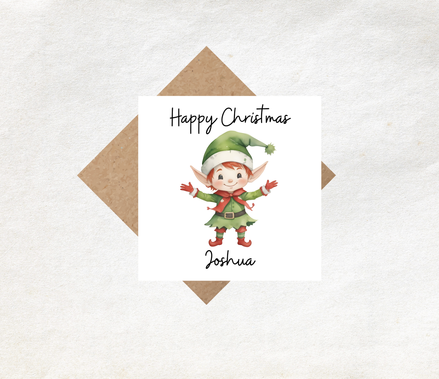 Christmas Card Elf Personalised