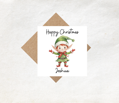 Christmas Card Elf Personalised