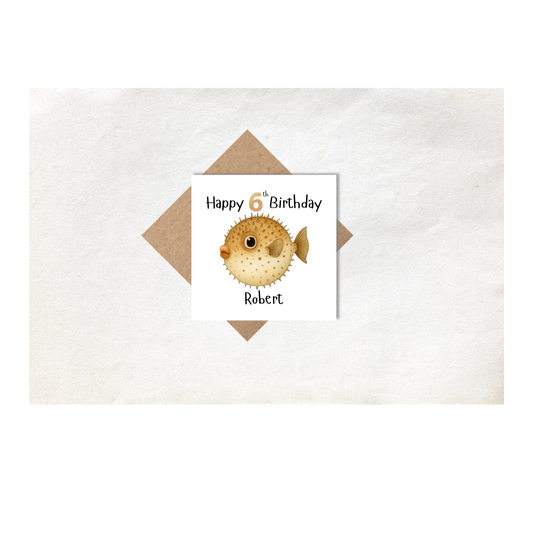 Puffa Fish Personalised Age Card