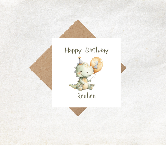 Dinosaur 1st Birthday Card