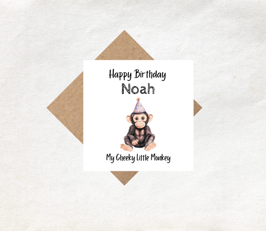 Cheeky Monkey Personalised Birthday card