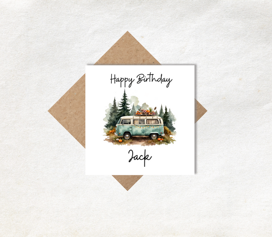 Caravan Personalised Birthday Card