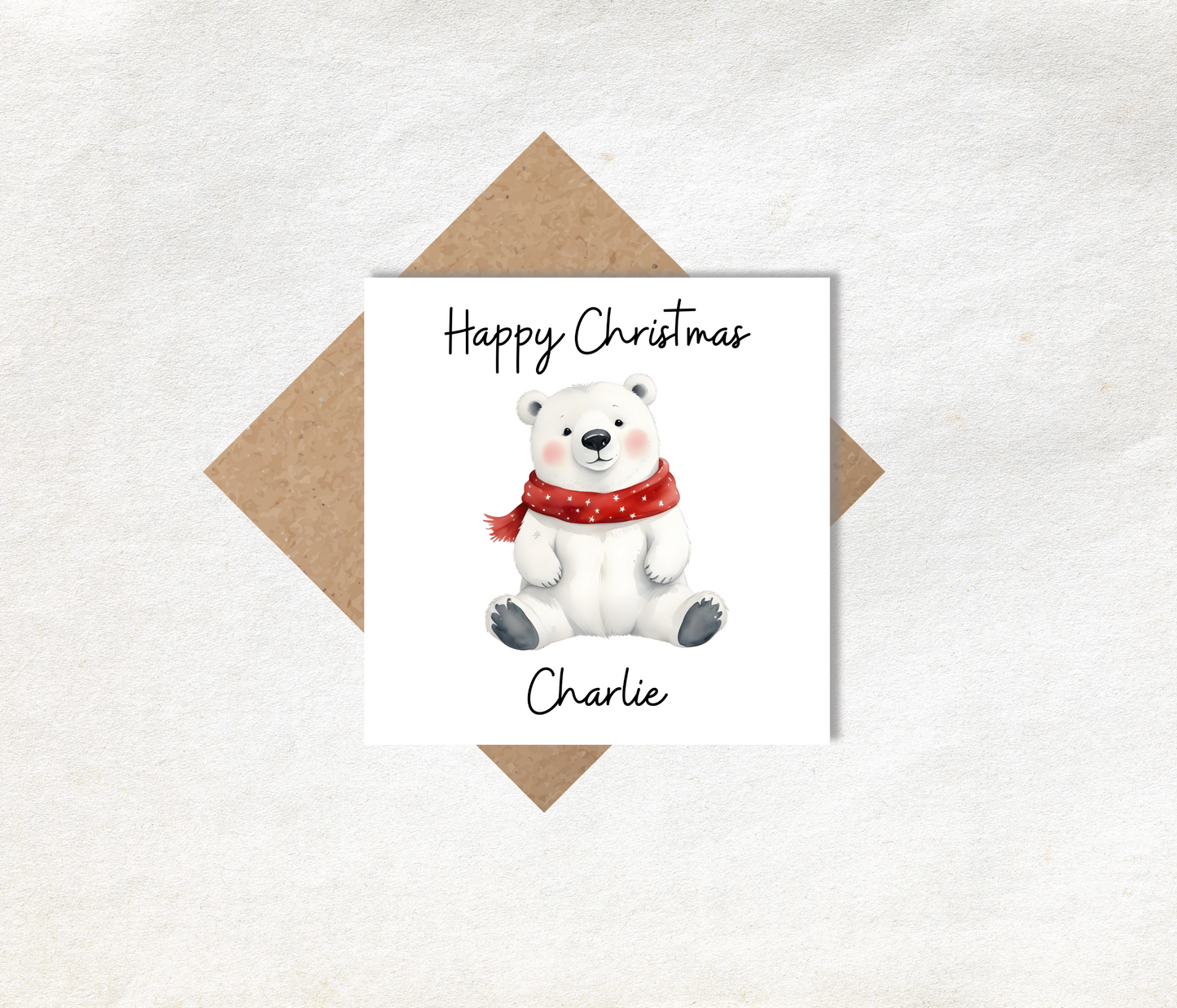 Christmas Card Polar Bear Personalised