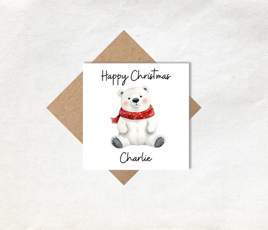 Christmas Card Polar Bear Personalised