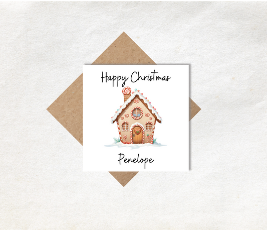 Christmas Card Ginger Bread House Personalised