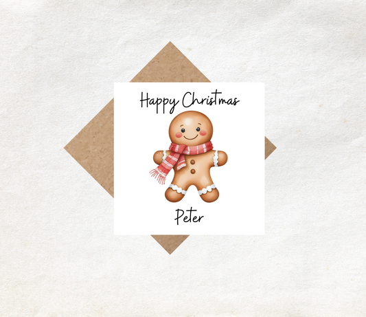 Christmas Card Ginger Bread Red Personalised