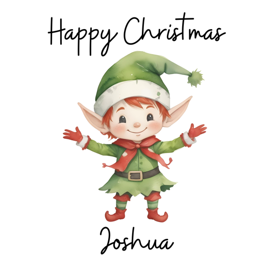 Christmas Card Elf Personalised
