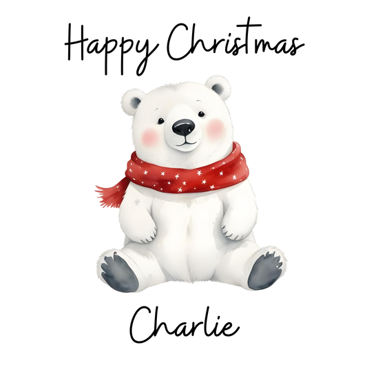 Christmas Card Polar Bear Personalised