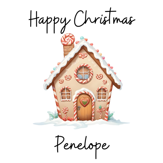 Christmas Card Ginger Bread House Personalised