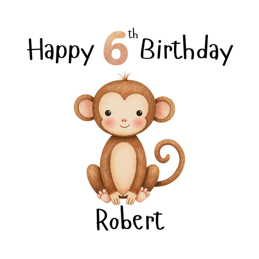 Monkey Personalised Age card