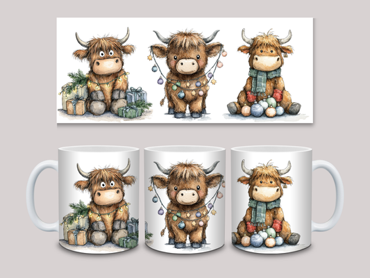 Highland Cow Christmas Mug 2