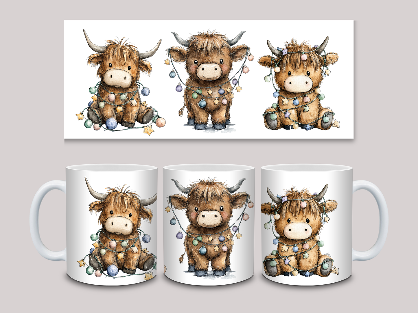 Highland Cow Christmas Mug 1