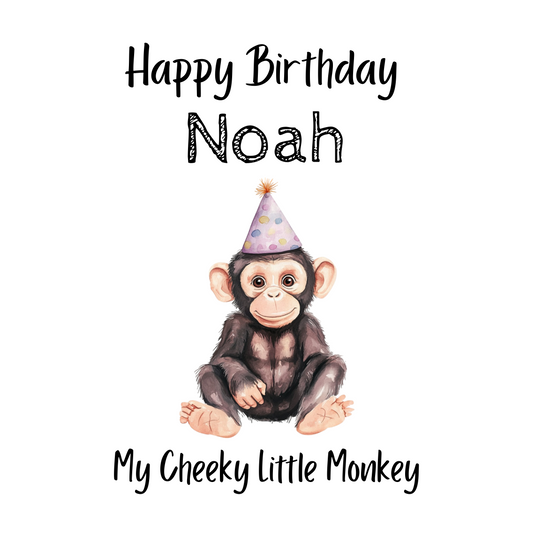 Cheeky Monkey Personalised Birthday card