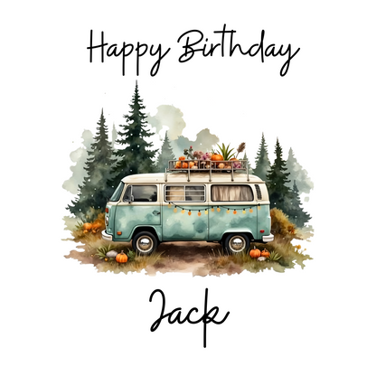 Caravan Personalised Birthday Card
