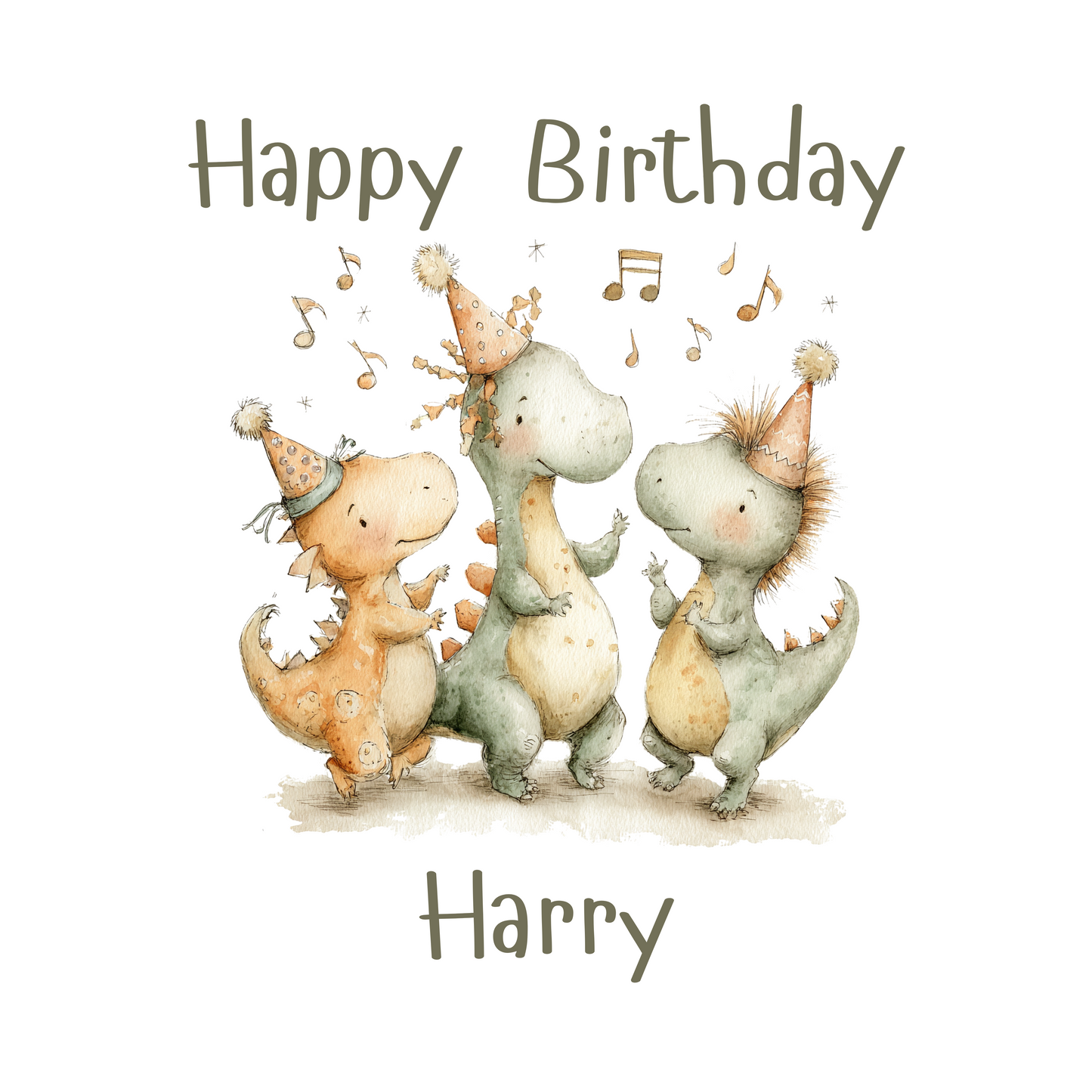 Dancing Dinosaur Personalised Birthday Card